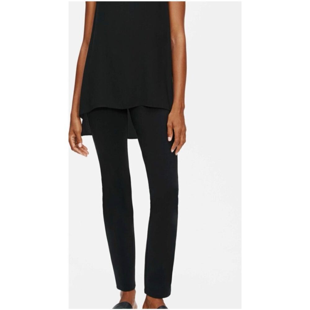 Eileen Fisher Stretch Ponte Pant Medium Womens Pull On Slim Fit Black